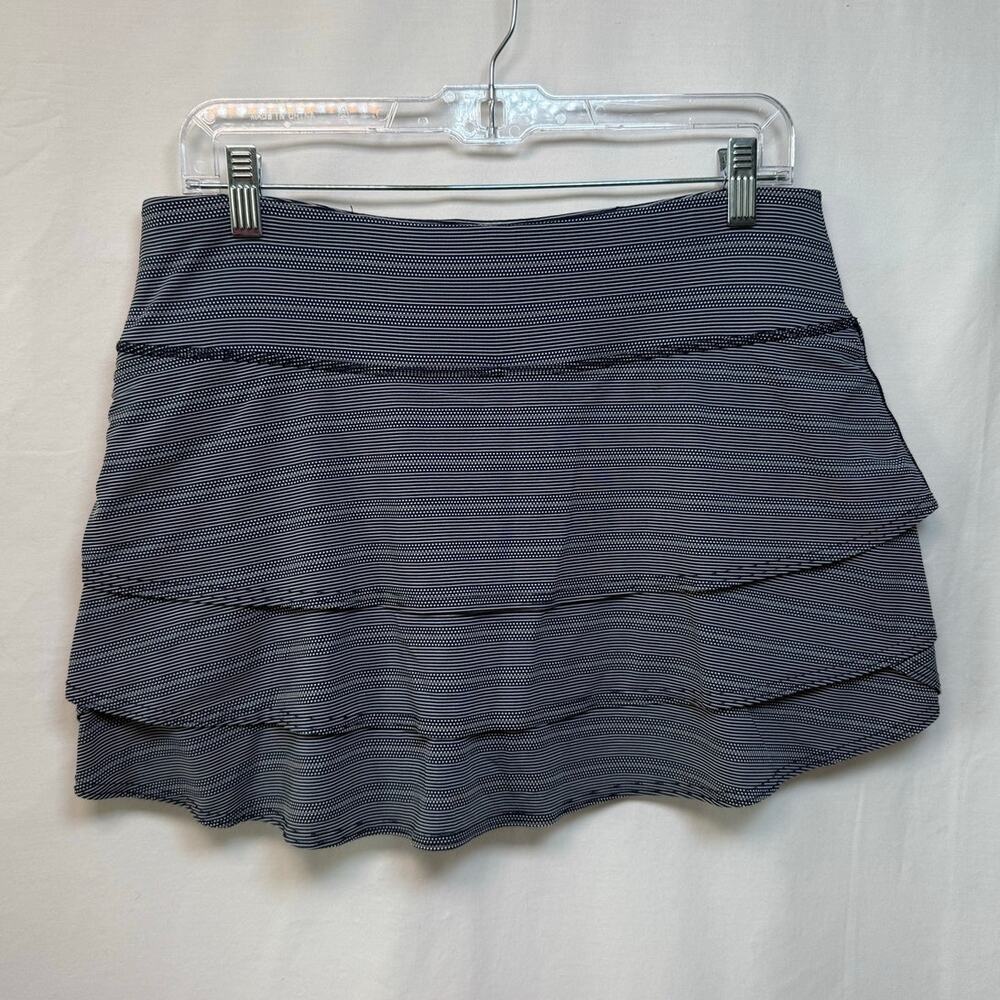 Athleta Swagger Ruffled Tiered Athletic Skort, Navy Blue, Size Large